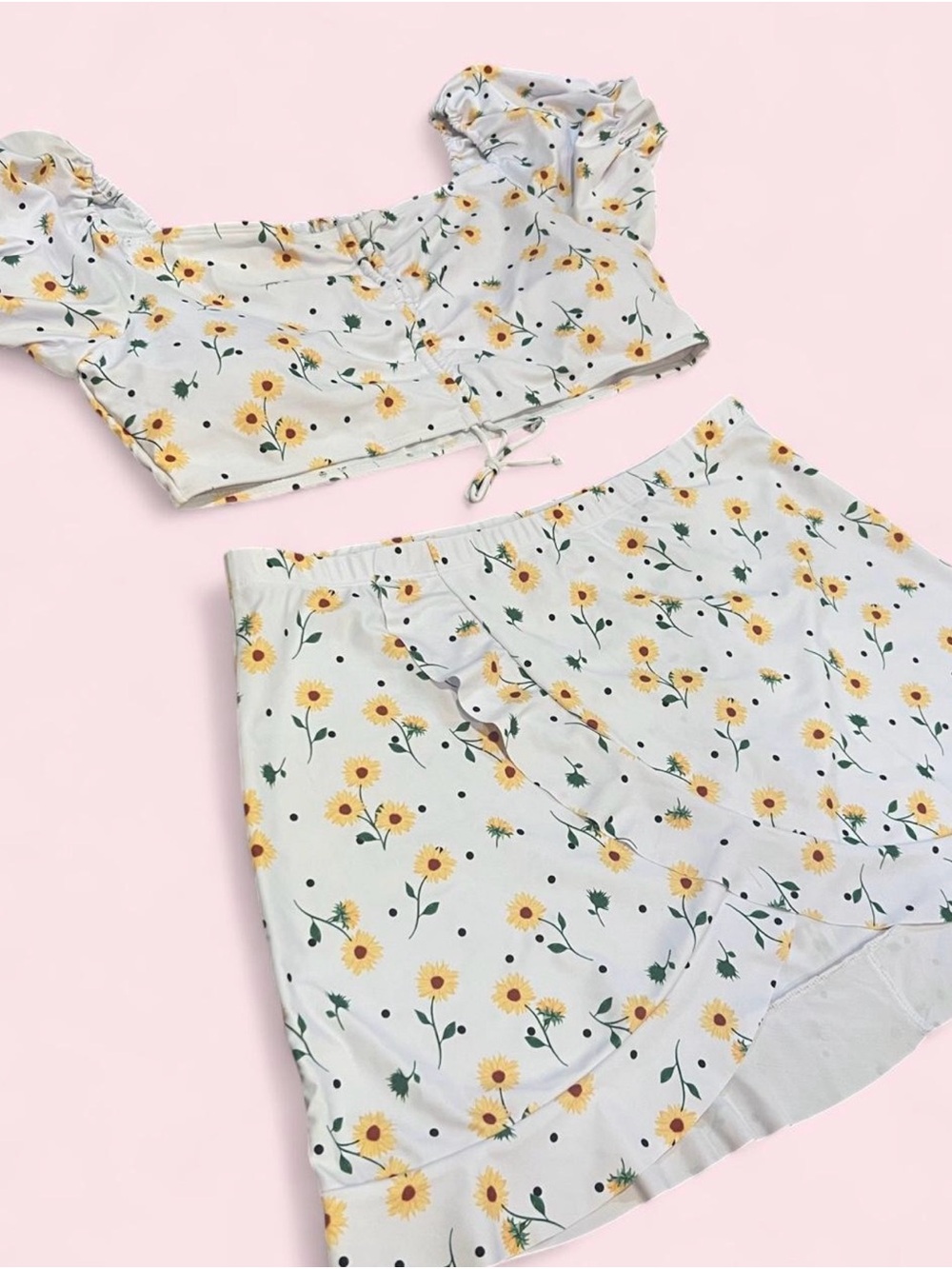 coastal white sunflower bikini and skirt set size 3XL